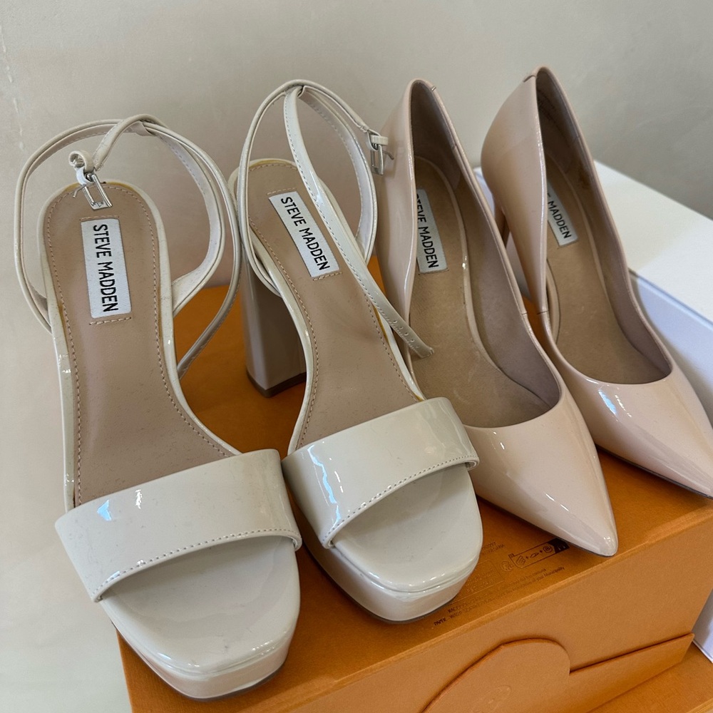 BUNDLE Steve Madden Beige and Cream Heels GREAT CONDITION SIZE 7